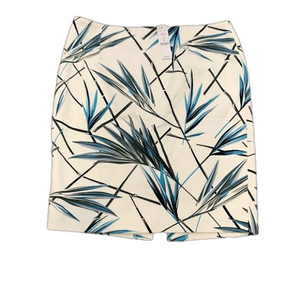 White House Black Market NWT Printed Palm Pencil Skirt Size 10 White Blue Black